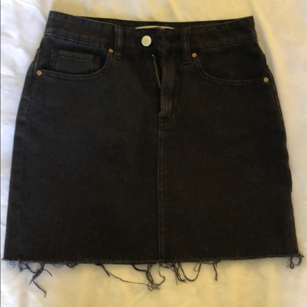 Black denim skirt